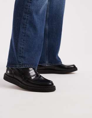Fred Perry Fred Perry X George Cox leather penny loafer in black