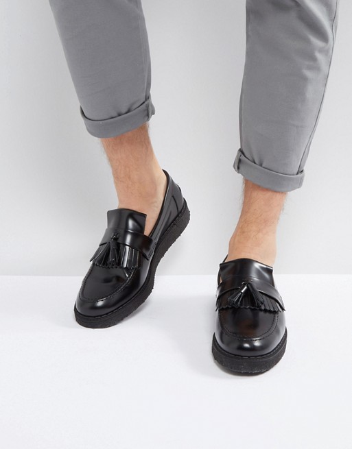 Fred Perry X George Cox Leather Tassel Loafers Black | ASOS