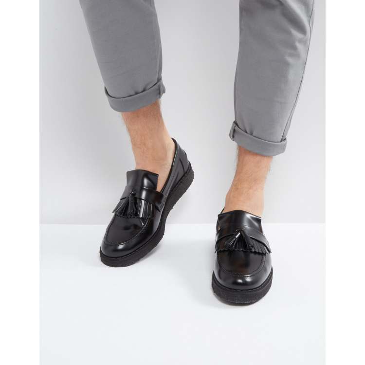 Fred Perry X George Cox Leather Tassel Loafers Black | ASOS