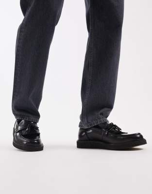 Fred Perry Fred Perry X George Cox leather tassle loafer in black