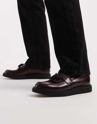 Fred Perry Fred Perry X George Cox leather tassle loafer in burgundy
