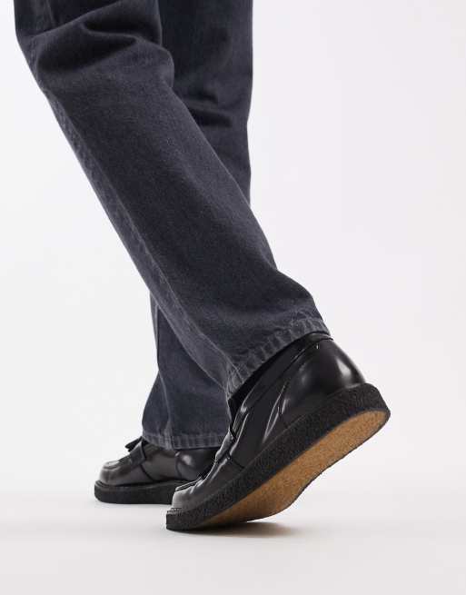 Fred Perry X George Cox leather tassle loafers in black | ASOS