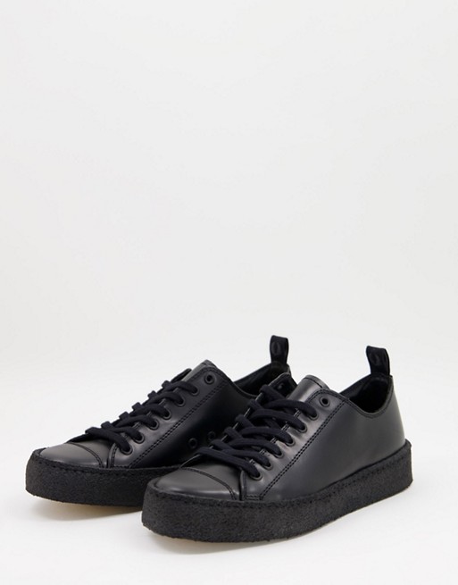 Fred Perry leather platform trainer in black