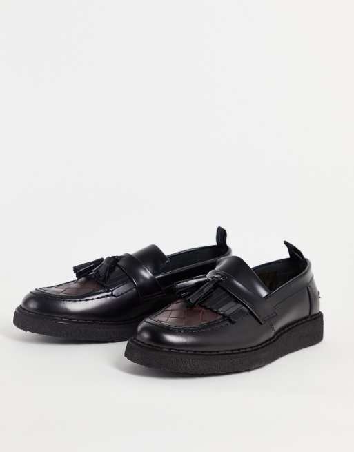 Fred Perry x George Cox tassel loafer in black | ASOS