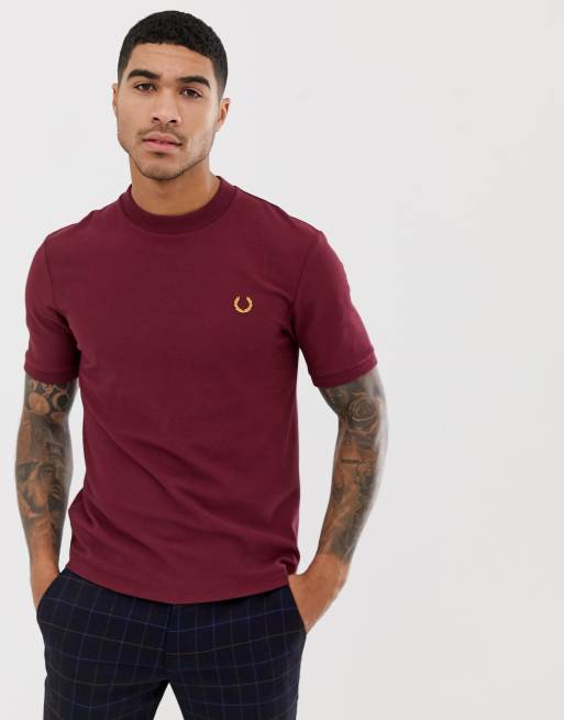 maroon fred perry t shirt