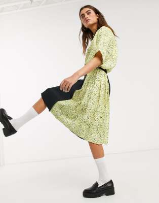 FRED PERRY X PRECIS FLORAL PLEATED SKIRT IN MULTI-BLACK E8101102