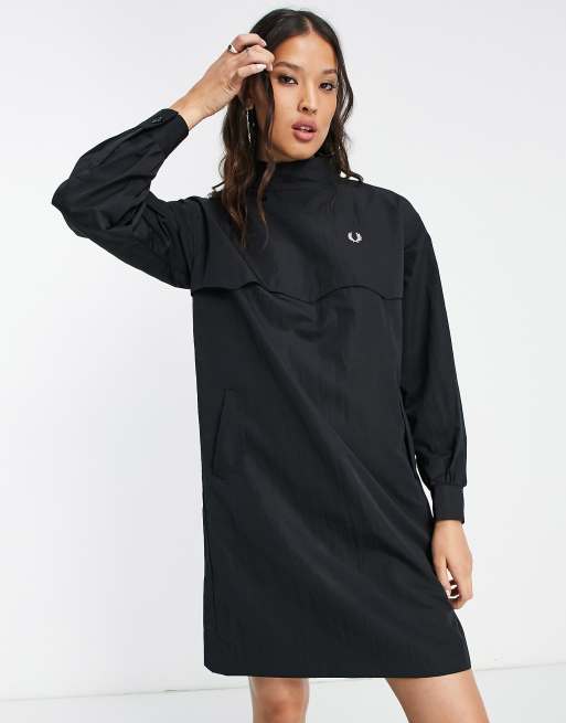 Fred Perry yoke detail mini dress in black | ASOS