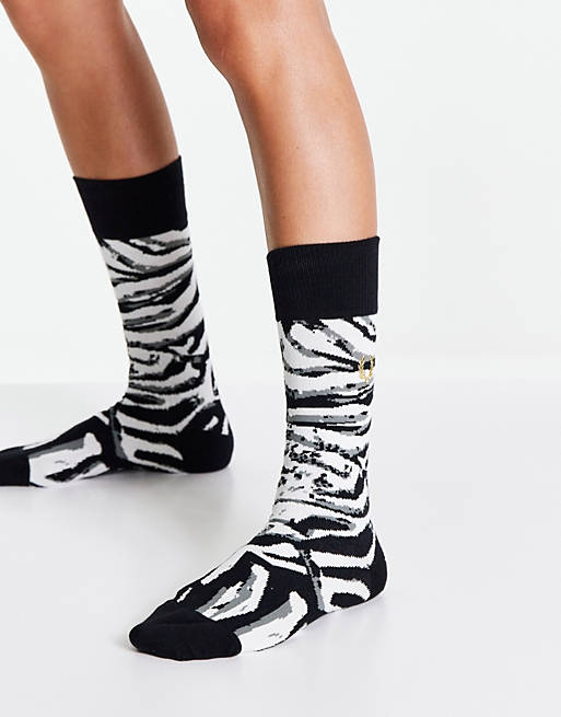 Women Fred Perry zebra print socks 