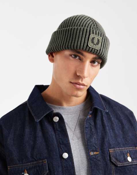 Fred Perry – Zielona, bawełniana, prążkowana czapka beanie - view 1