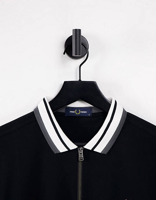 Polo shirts Fred Perry zip neck polo shirt in black 