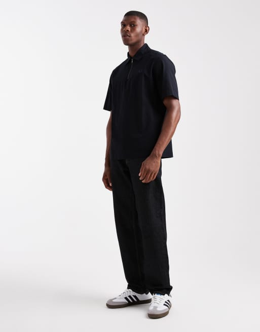Fred Perry zip neck polo shirt in black, 2 of 5