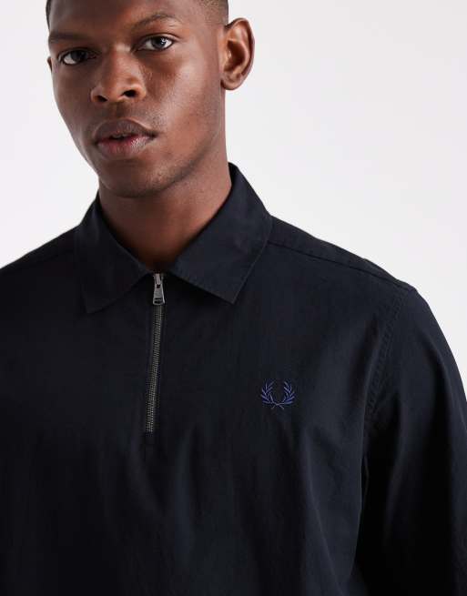 Fred Perry zip neck polo shirt in black | ASOS