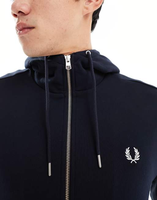 Fred perry zip online through hoodie in navy