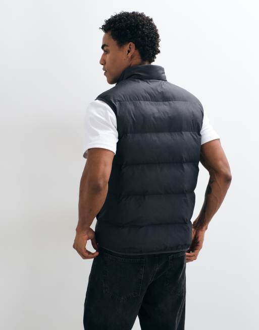 Fred Perry zip through insulated logo gilet in charcoal grey, 3 of 5