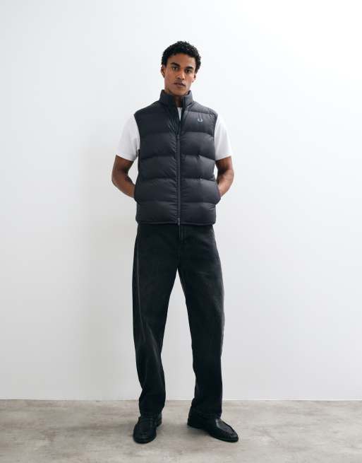 Fred Perry zip through insulated logo gilet in charcoal grey, 5 of 5