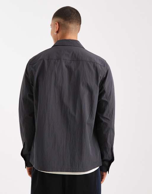 Fred Perry zip through overshirt jacket in grey, 3 of 5