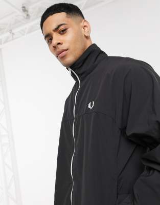 fred perry zip through bomber sweat in black