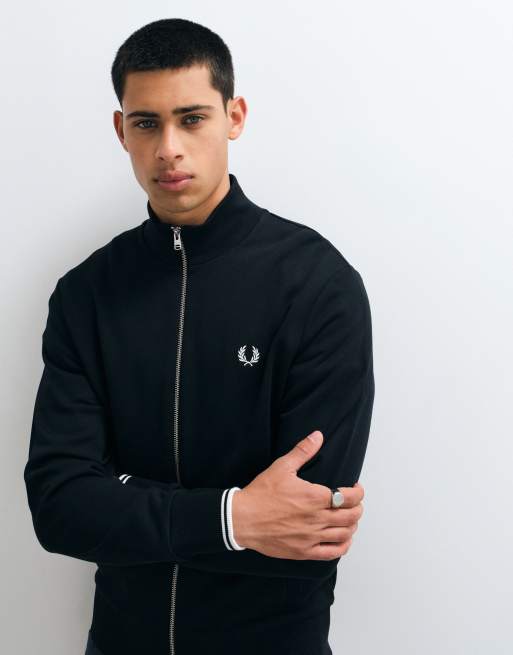 Fred Perry zip through sweatshirt in black, 3 of 5