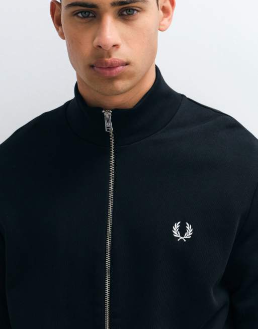 Fred Perry zip through sweatshirt in black, 4 of 5