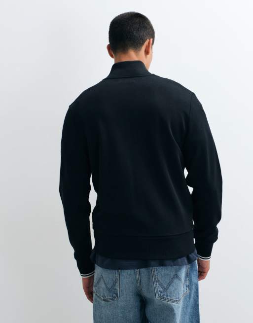 Fred Perry zip through sweatshirt in black, 5 of 5