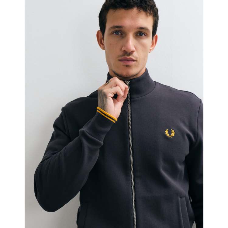 FRED PERRY ダークグレー ジップアップジャケット Fred Perry zip through sweatshirt in dark grey | ASOS