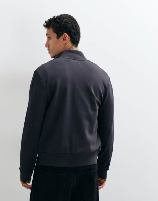 Fred Perry zip through sweatshirt in dark grey, 4 of 5
