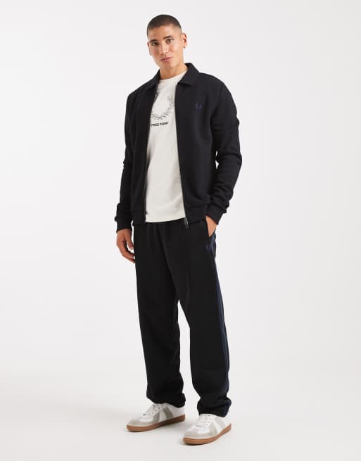 Fred Perry zip up collared sweatshirt in black | ASOS