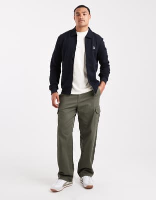 Fred Perry Zip Up Collared Sweatshirt In Blue