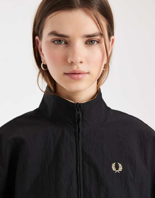 Fred Perry zip up logo jacket in black | ASOS