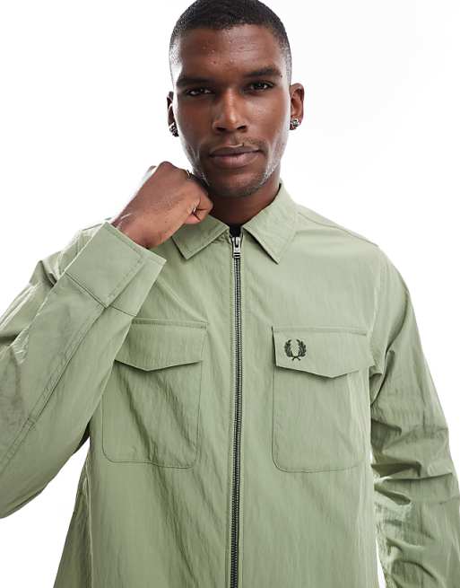 Fred Perry zip up overshirt in green | ASOS Fred Perry zip up overshirt in green | ASOS