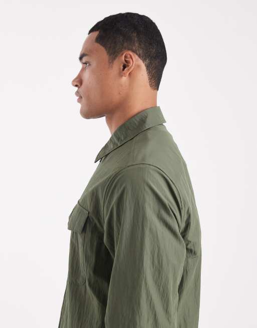 Fred Perry zip up overshirt in khaki | ASOS