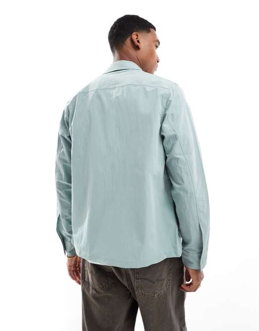 Fred Perry zip up overshirt in light blue | ASOS