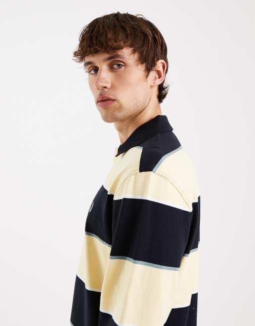 Fred Perry – Żółto-czarna koszulka polo w stylu rugby w paski, 4 z 5