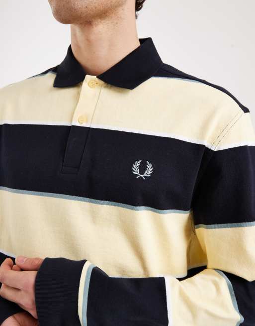 Fred Perry – Żółto-czarna koszulka polo w stylu rugby w paski, 5 z 5
