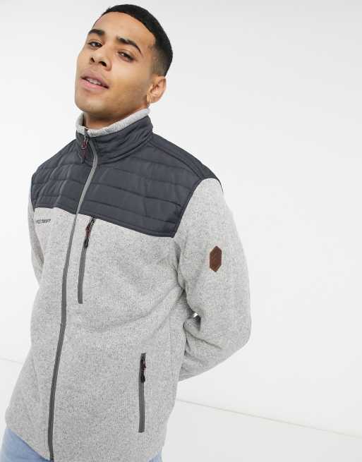 Free Country full zip fleece with overlay in grey ASOS