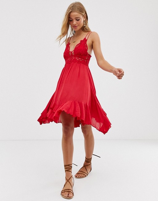 Free People Adella Cami dress in red