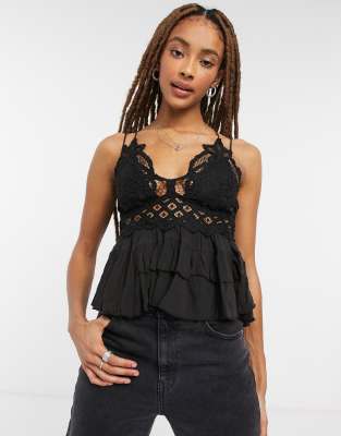 Free People Adella cami top in black