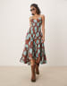 Free People Adriel floral print knee length cami dress in nutmeg