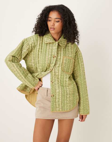 Free People Alexie quilted jacket in olive - view 1