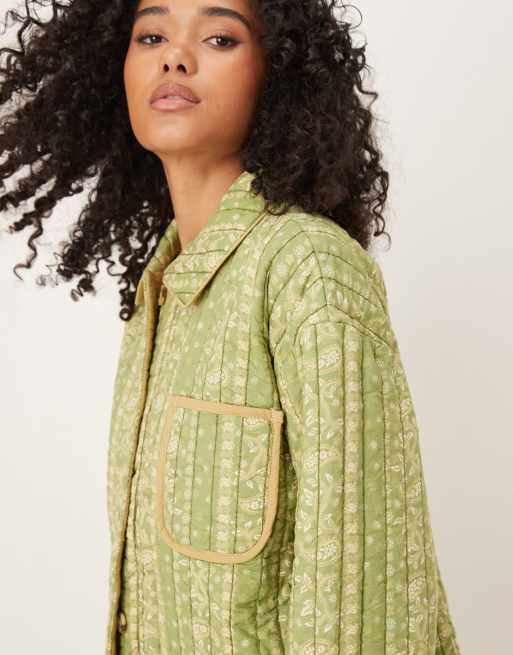 Free People Alexie quilted jacket in olive | ASOS