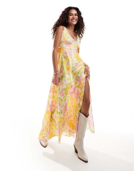 Free People all a bloom satin slip maxi dress in multi ASOS