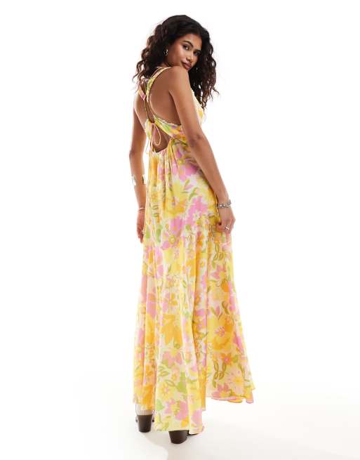 美品★Adonisis★フラワープリントアンサンブル★フリーサイズ Free People all a bloom satin slip maxi dress in multi | ASOS