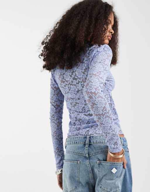 Free People all day long sleeve lace top in dawn breeze, 4 of 4
