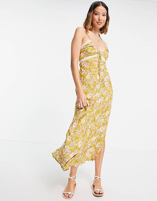 Free People all i wanted maxi slip dress in 70's floral print