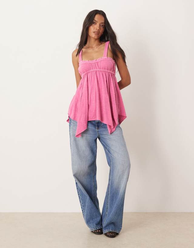 ÉMARY ANNE オフショル　トップス　ピンク Free People amaryllis asymmetric cami top in orchid pink | ASOS