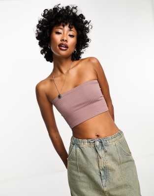 FREE PEOPLE AMELIA BANDEAU CROP TOP IN BROWN