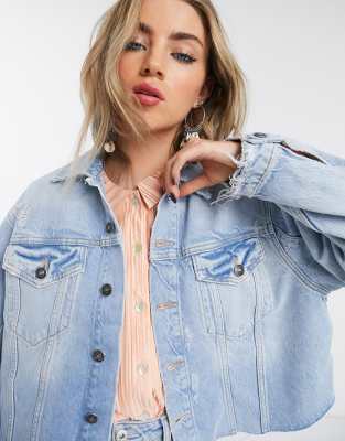free people denim trucker jacket