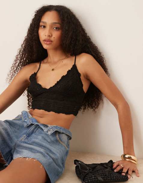 Free People amina lace bralette in black - view 1