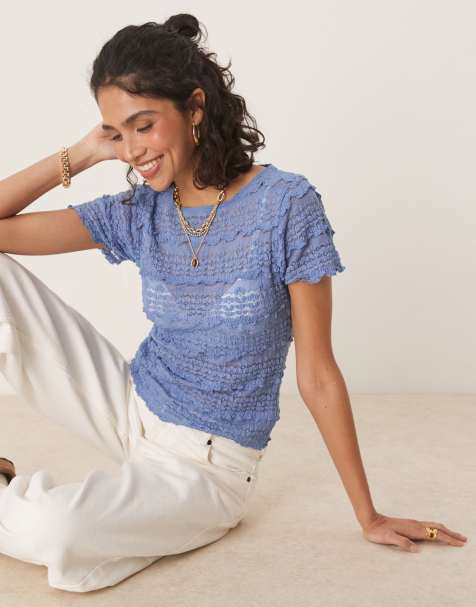 Free People Angelina lace baby t-shirt in cream - view 1