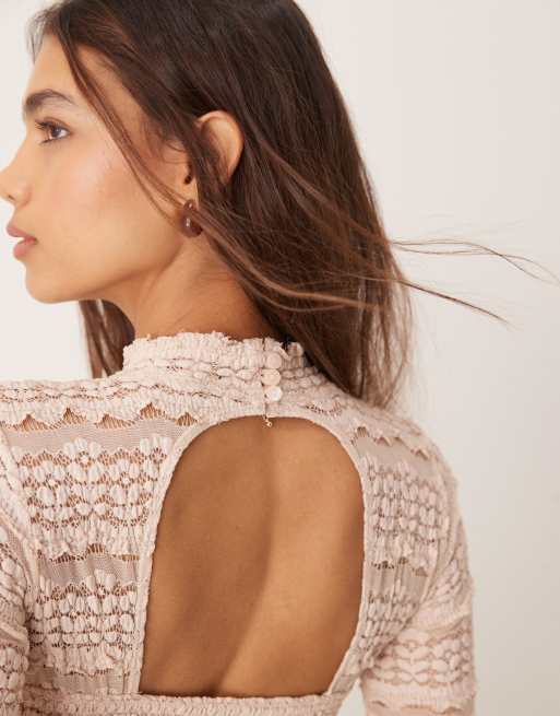 Free People Angelina lace bodysuit in neutral, 4 of 4
